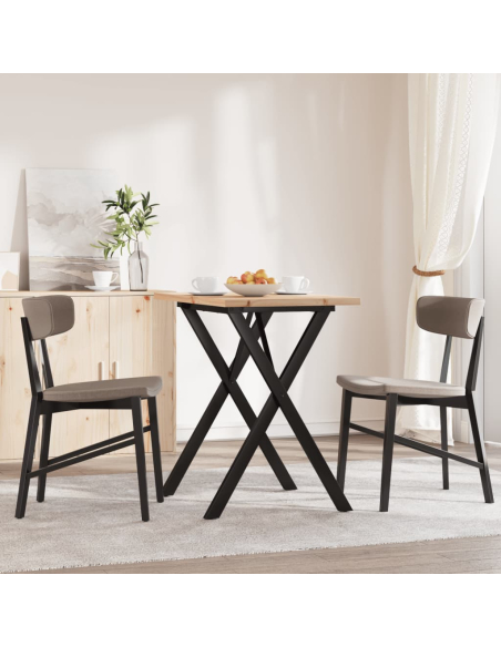Table à manger Style Industriel cadre en X en bois de pin massif & fonte 80 x 50 x 75.5 cm {attributes}