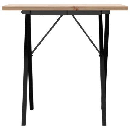 Table à manger Style Industriel cadre en X en bois de pin massif & fonte 80 x 50 x 75.5 cm {attributes}