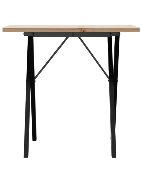 Table à manger Style Industriel cadre en X en bois de pin massif & fonte 80 x 50 x 75.5 cm {attributes}