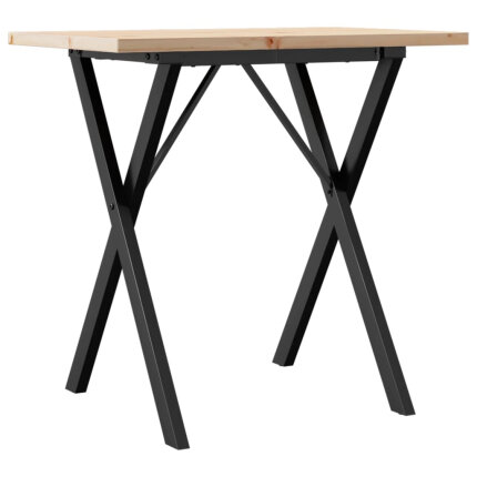 Table à manger Style Industriel cadre en X en bois de pin massif & fonte 80 x 50 x 75.5 cm {attributes}