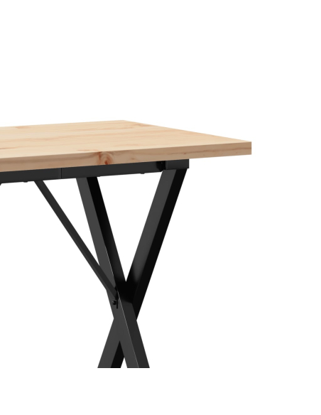 Table à manger Style Industriel cadre en X en bois de pin massif & fonte 80 x 50 x 75.5 cm {attributes}
