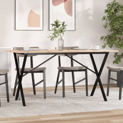Table à manger Style Industriel cadre en X en bois de pin massif & fonte 160 x 80 x 75 cm {attributes} 2