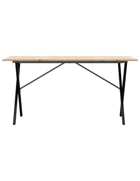 Table à manger Style Industriel cadre en X en bois de pin massif & fonte 160 x 80 x 75 cm {attributes}