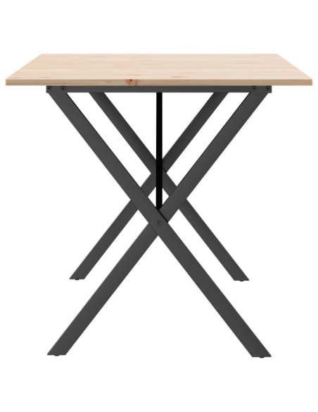 Table à manger Style Industriel cadre en X en bois de pin massif & fonte 160 x 80 x 75 cm {attributes}
