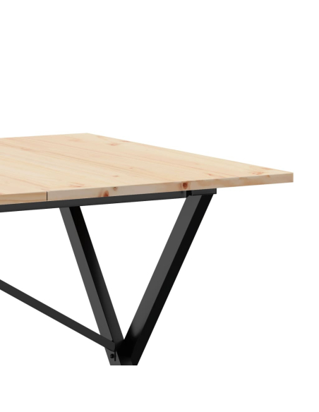 Table à manger Style Industriel cadre en X en bois de pin massif & fonte 160 x 80 x 75 cm {attributes}