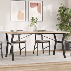 Table à manger Style Industriel cadre en Y en bois de pin massif & fonte 180 x 90 x 75 cm {attributes} 2