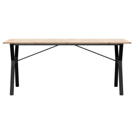 Table à manger Style Industriel cadre en Y en bois de pin massif & fonte 180 x 90 x 75 cm {attributes}