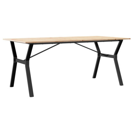 Table à manger Style Industriel cadre en Y en bois de pin massif & fonte 180 x 90 x 75 cm {attributes}