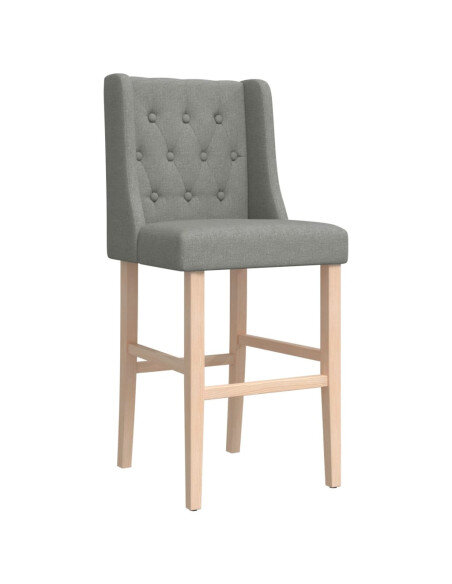 Chaise de bar campagne / chic en lot de 2 en bois massif d'hévéa et tissu Gris  {attributes}