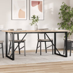 Table à manger Style Industriel cadre en O en bois de pin massif & fonte 180 x 90 x 75 cm {attributes} 2