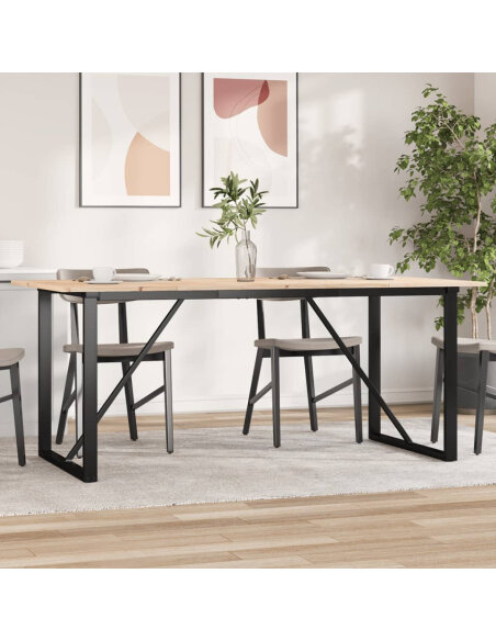 Table à manger Style Industriel cadre en O en bois de pin massif & fonte 180 x 90 x 75 cm {attributes} Table à manger Style Industriel cadre en O en bois de pin massif & fonte 180 x 90 x 75 cm {attributes}
