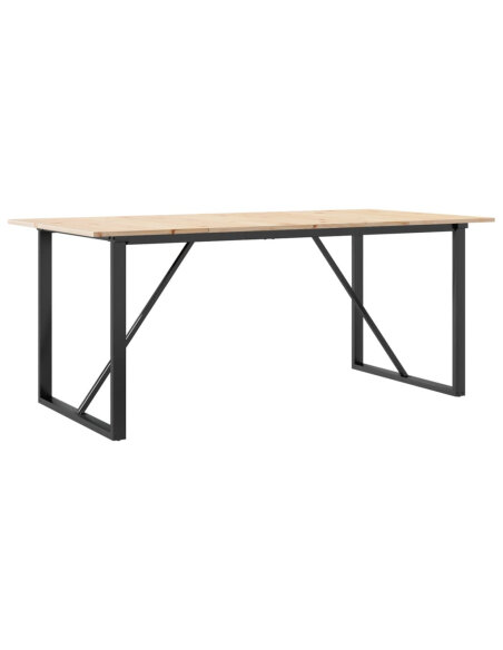 Table à manger Style Industriel cadre en O en bois de pin massif & fonte 180 x 90 x 75 cm {attributes} Table à manger Style Industriel cadre en O en bois de pin massif & fonte 180 x 90 x 75 cm {attributes}