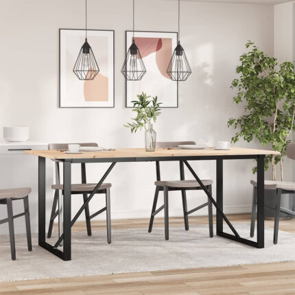 Table à manger Style Industriel cadre en O en bois de pin massif & fonte 180 x 90 x 75 cm {attributes}