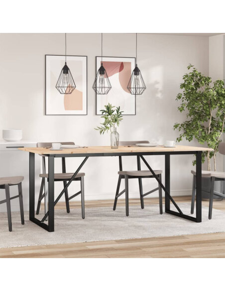 Table à manger Style Industriel cadre en O en bois de pin massif & fonte 180 x 90 x 75 cm {attributes} Table à manger Style Industriel cadre en O en bois de pin massif & fonte 180 x 90 x 75 cm {attributes}