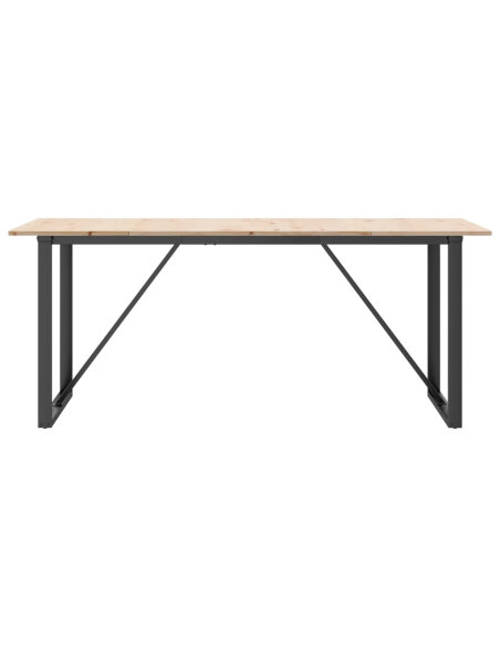 Table à manger Style Industriel cadre en O en bois de pin massif & fonte 180 x 90 x 75 cm {attributes} Table à manger Style Industriel cadre en O en bois de pin massif & fonte 180 x 90 x 75 cm {attributes}