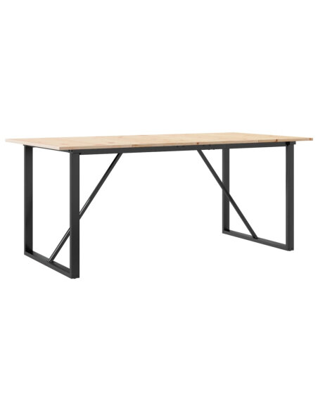 Table à manger Style Industriel cadre en O en bois de pin massif & fonte 180 x 90 x 75 cm {attributes} Table à manger Style Industriel cadre en O en bois de pin massif & fonte 180 x 90 x 75 cm {attributes}