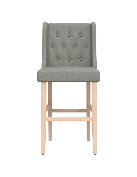 Chaise de bar campagne / chic en lot de 2 en bois massif d'hévéa et tissu Gris  {attributes}