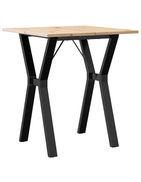 Table à manger Style Industriel cadre en Y en bois de pin massif & fonte 70 x 70 x 75 cm {attributes}