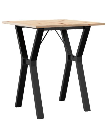 Table à manger Style Industriel cadre en Y en bois de pin massif & fonte 70 x 70 x 75 cm {attributes}