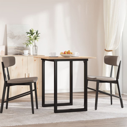 Table à manger Style Industriel cadre en O en bois de pin massif & fonte 70 x 70 x 75 cm {attributes}