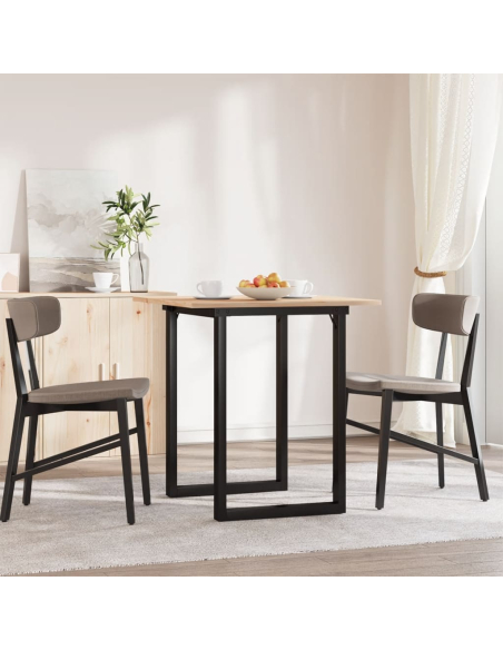 Table à manger Style Industriel cadre en O en bois de pin massif & fonte 70 x 70 x 75 cm {attributes}