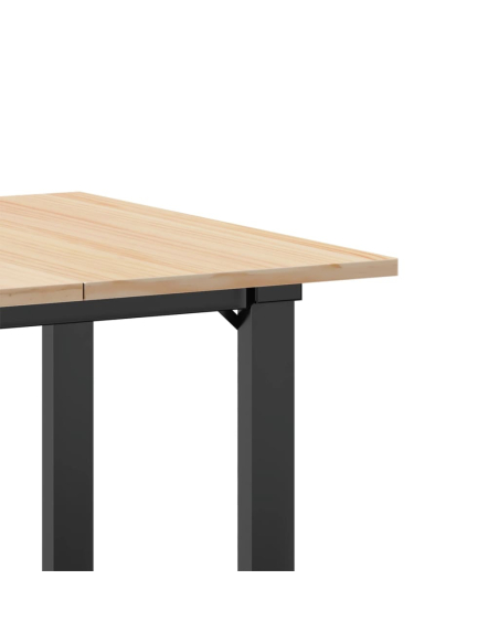 Table à manger Style Industriel cadre en O en bois de pin massif & fonte 70 x 70 x 75 cm {attributes}