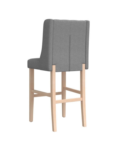Chaise de bar campagne / chic en lot de 2 en bois massif d'hévéa et tissu Gris  {attributes}