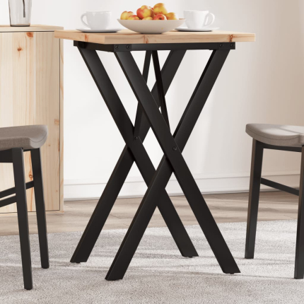 Table à manger Style Industriel cadre en X en bois de pin massif & fonte 50 x 50 x 75.5 cm {attributes}