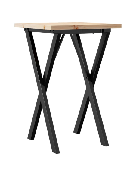 Table à manger Style Industriel cadre en X en bois de pin massif & fonte 50 x 50 x 75.5 cm {attributes}