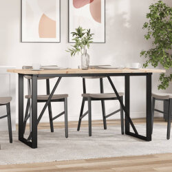 Table à manger Style Industriel cadre en O en bois de pin massif & fonte 160 x 80 x 75.5 cm {attributes} 2