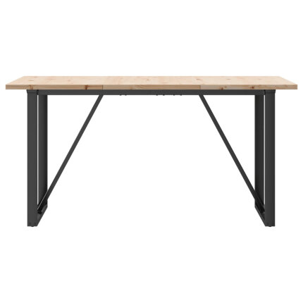 Table à manger Style Industriel cadre en O en bois de pin massif & fonte 160 x 80 x 75.5 cm {attributes}
