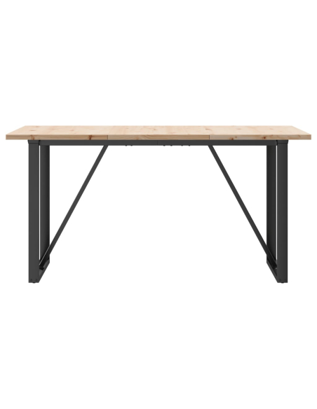 Table à manger Style Industriel cadre en O en bois de pin massif & fonte 160 x 80 x 75.5 cm {attributes}