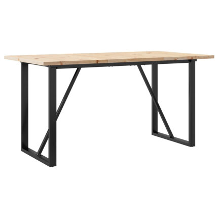 Table à manger Style Industriel cadre en O en bois de pin massif & fonte 160 x 80 x 75.5 cm {attributes}