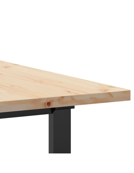 Table à manger Style Industriel cadre en O en bois de pin massif & fonte 160 x 80 x 75.5 cm {attributes}