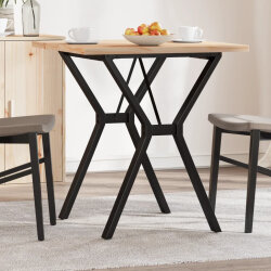 Table à manger Style Industriel cadre en Y en bois de pin massif & fonte 70 x 70 x 75.5 cm {attributes} 2
