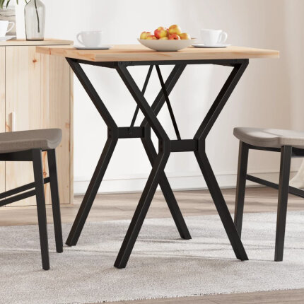 Table à manger Style Industriel cadre en Y en bois de pin massif & fonte 70 x 70 x 75.5 cm {attributes}