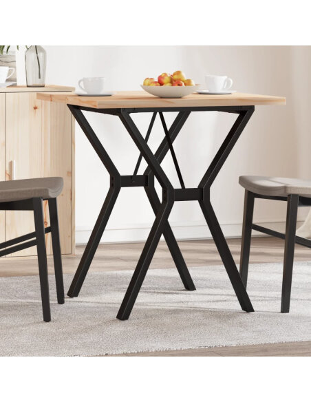 Table à manger Style Industriel cadre en Y en bois de pin massif & fonte 70 x 70 x 75.5 cm {attributes} Table à manger Style Industriel cadre en Y en bois de pin massif & fonte 70 x 70 x 75.5 cm {attributes}