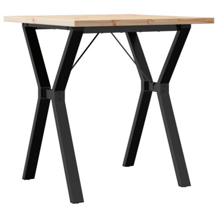 Table à manger Style Industriel cadre en Y en bois de pin massif & fonte 70 x 70 x 75.5 cm {attributes}