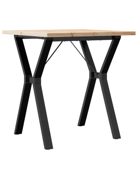 Table à manger Style Industriel cadre en Y en bois de pin massif & fonte 70 x 70 x 75.5 cm {attributes} Table à manger Style Industriel cadre en Y en bois de pin massif & fonte 70 x 70 x 75.5 cm {attributes}