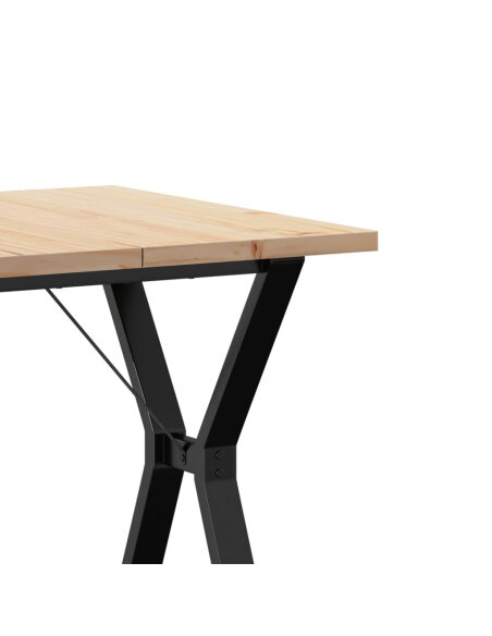 Table à manger Style Industriel cadre en Y en bois de pin massif & fonte 70 x 70 x 75.5 cm {attributes} Table à manger Style Industriel cadre en Y en bois de pin massif & fonte 70 x 70 x 75.5 cm {attributes}