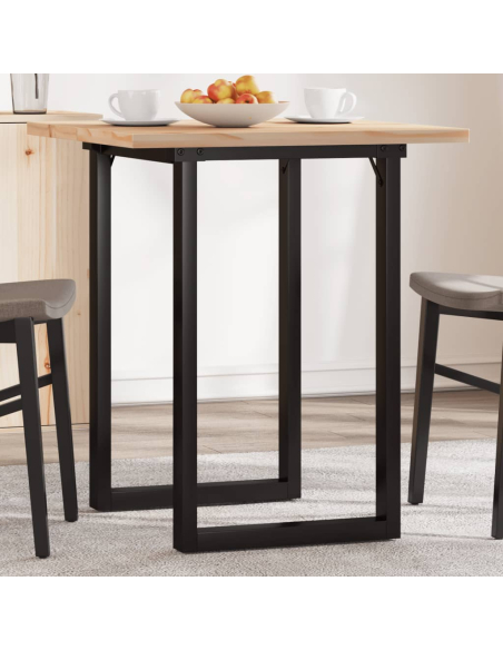 Table à manger Style Industriel cadre en O en bois de pin massif & fonte 60 x 60 x 75.5 cm {attributes}