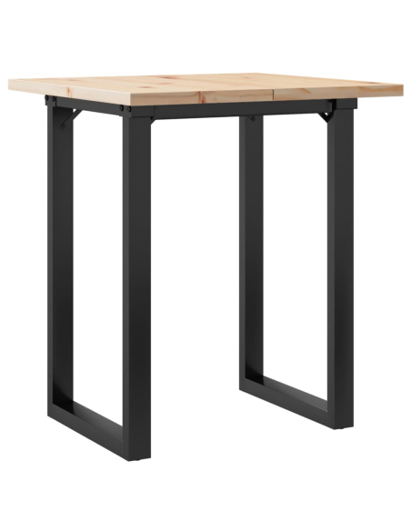 Table à manger Style Industriel cadre en O en bois de pin massif & fonte 60 x 60 x 75.5 cm {attributes}