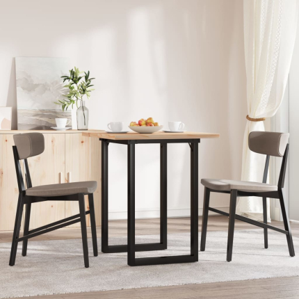 Table à manger Style Industriel cadre en O en bois de pin massif & fonte 60 x 60 x 75.5 cm {attributes}