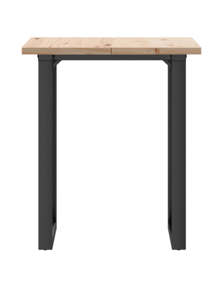 Table à manger Style Industriel cadre en O en bois de pin massif & fonte 60 x 60 x 75.5 cm {attributes}