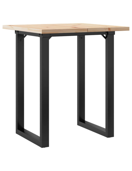 Table à manger Style Industriel cadre en O en bois de pin massif & fonte 60 x 60 x 75.5 cm {attributes}