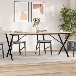 Table à manger Style Industriel cadre en X en bois de pin massif & fonte 200 x 100 x 75 cm {attributes} 2