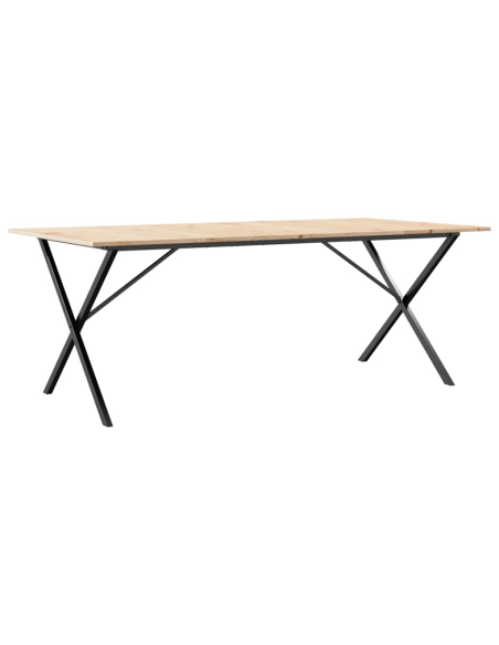 Table à manger Style Industriel cadre en X en bois de pin massif & fonte 200 x 100 x 75 cm {attributes}