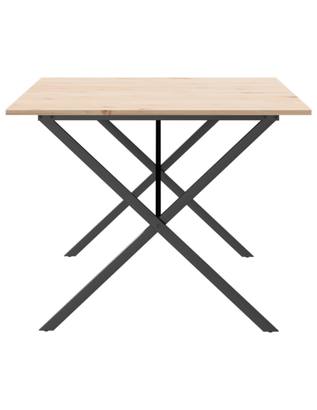 Table à manger Style Industriel cadre en X en bois de pin massif & fonte 200 x 100 x 75 cm {attributes}