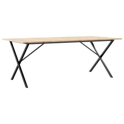Table à manger Style Industriel cadre en X en bois de pin massif & fonte 200 x 100 x 75 cm {attributes}