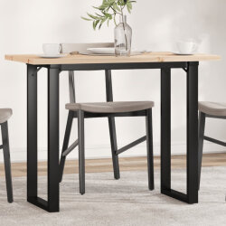 Table à manger Style Industriel cadre en O en bois de pin massif & fonte 100 x 50 x 75.5 cm {attributes} 2